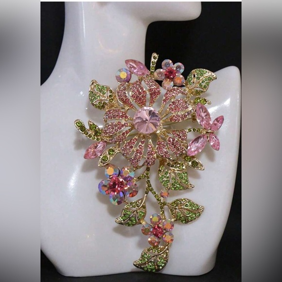 ✨Exquisite Pink and Green Floral Brooch - Picture 3 of 6